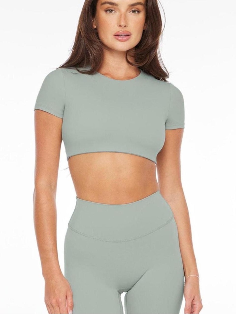 CSB Freedom crop top with built in bra in Mineral